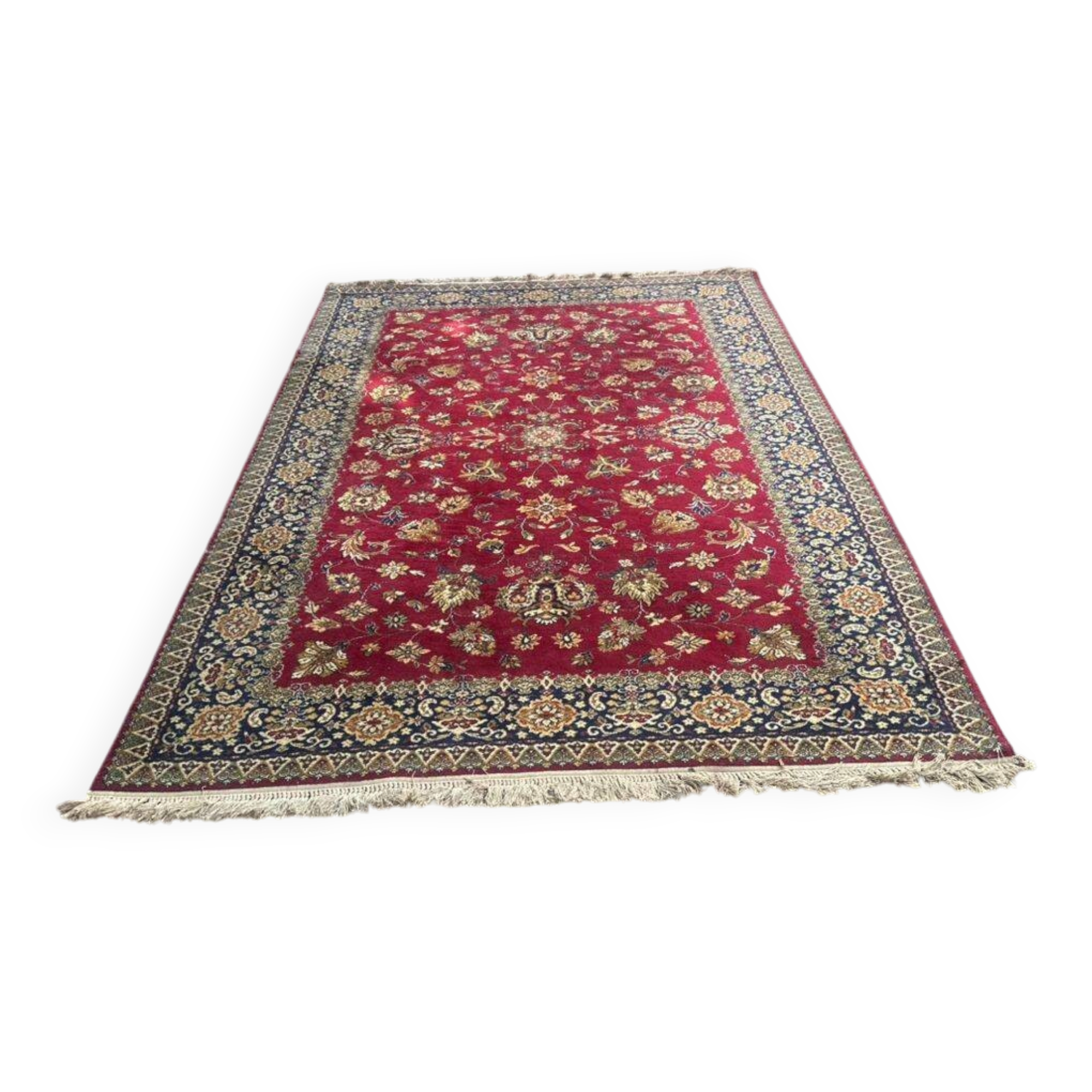 Burgundy genuine wool Persian-style rug from Belgium 200x300cm