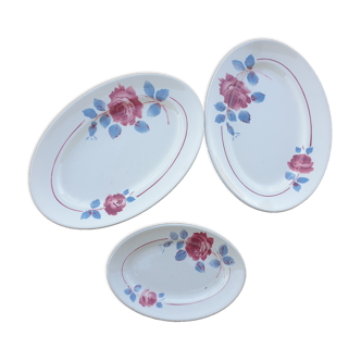 Lot 3 plats en demi-porcelaine de Badonviller