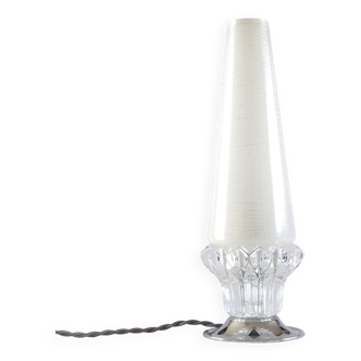 Lampe en verre, verre moulé et métal chromé