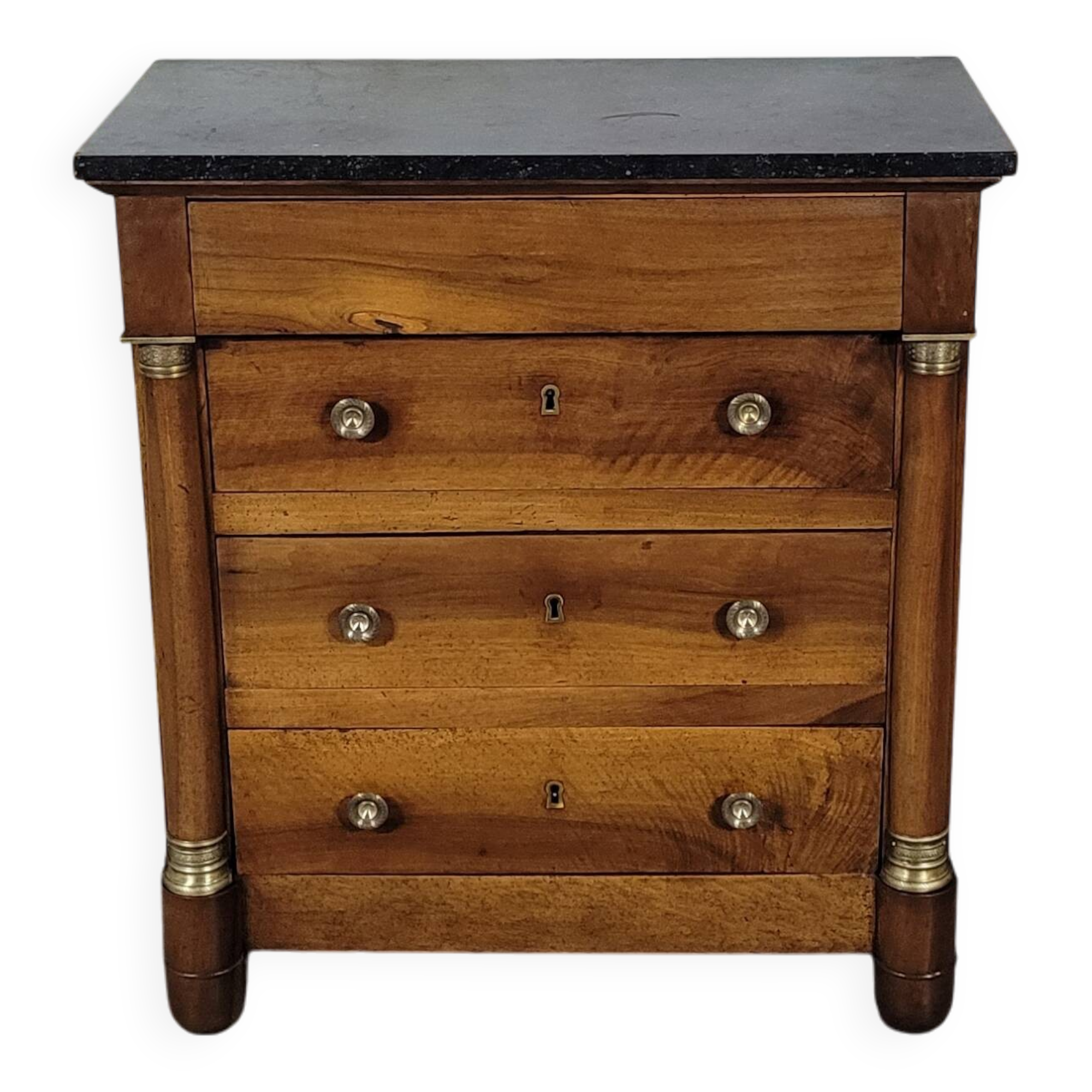 Small Empire-style chest of drawers in solid walnut