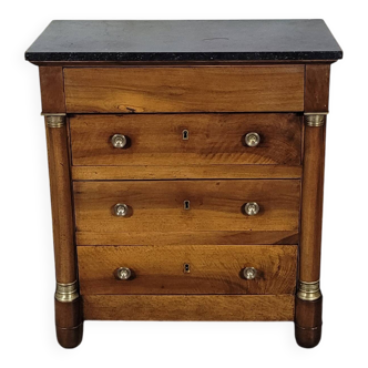 Small Empire-style chest of drawers in solid walnut
