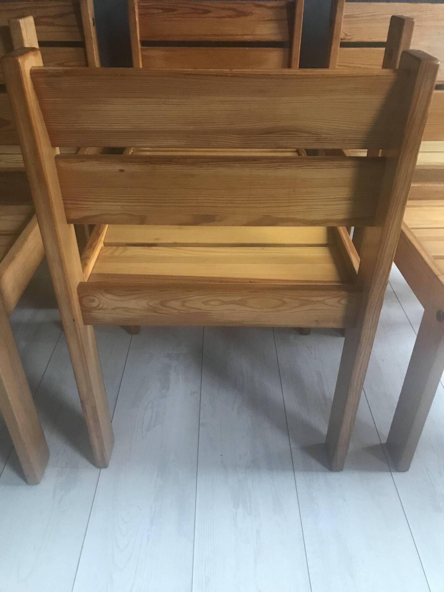6 chaises de salle à manger en pin, Suède années 70