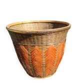 Cache-pot, panier en osier et rotin vintage, années 70