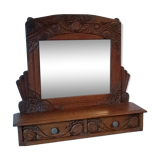 Mirror with 2 drawers solid oak. 50s