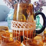 Carafe and 6 vintage tumbler glasses