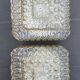 2 square ceiling lights in amber glass, 70s-80s