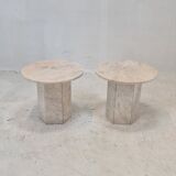 Set de 2 tables d’appoint en marbre italien, années 1980