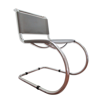 MR10 Mies Van der Rohe vintage grey leather chair, 1980