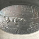 Dog tin dish at a standstill