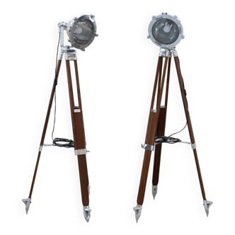 Pair of floor lamps by Wiska in wood 1980 1990