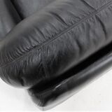 Sormani black leather vintage armchairs 1970s