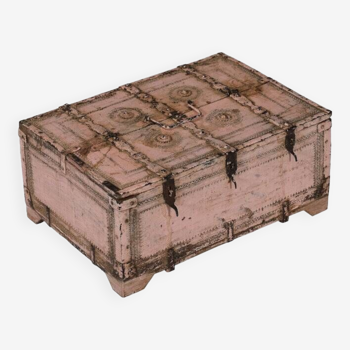 Dowry chest shekhawati rajasthan pink patina carved wood india