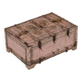 Dowry chest shekhawati rajasthan pink patina carved wood india