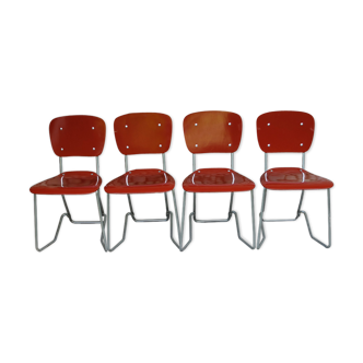 Set of 4 Aluflex stackable chairs by Armin Wirth, Ph. Zieringer Switzerland