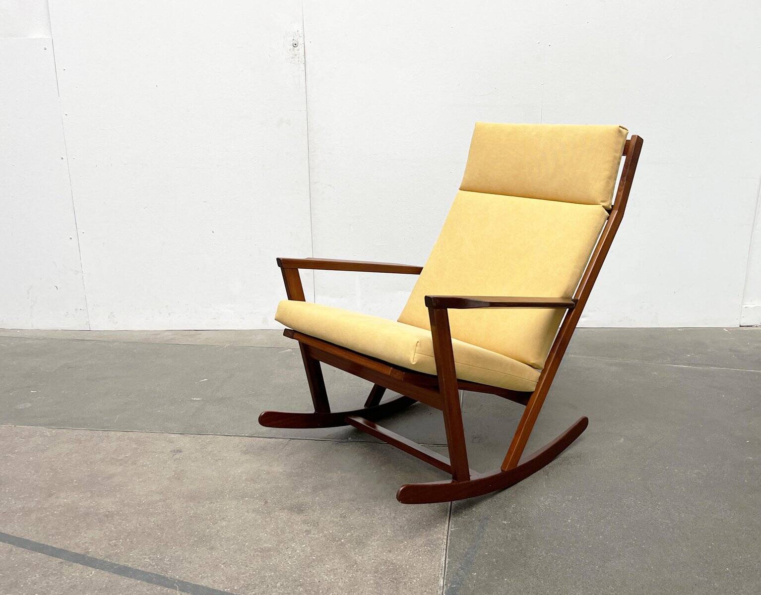 Mid-century Danish rocking chair set with footrest by Poul Volther for Frem Røjle, 1960s.