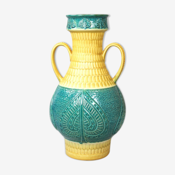 Vase en céramique turquoise de secours jaune