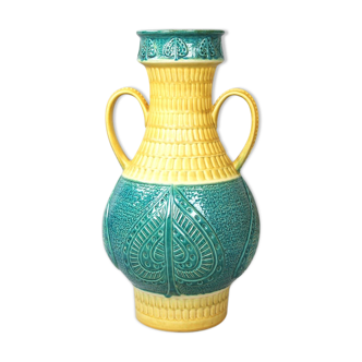 Vase en céramique turquoise de secours jaune