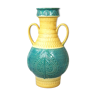 Yellow relief turquoise ceramic vase