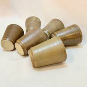 Set of 6 Digouin tumblers in beige brown stoneware