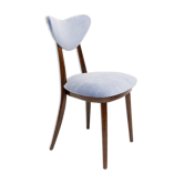 Mid-century blue violet cotton velvet heart-shaped chair