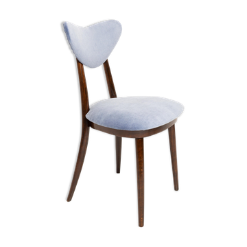 Mid-century blue violet cotton velvet heart-shaped chair