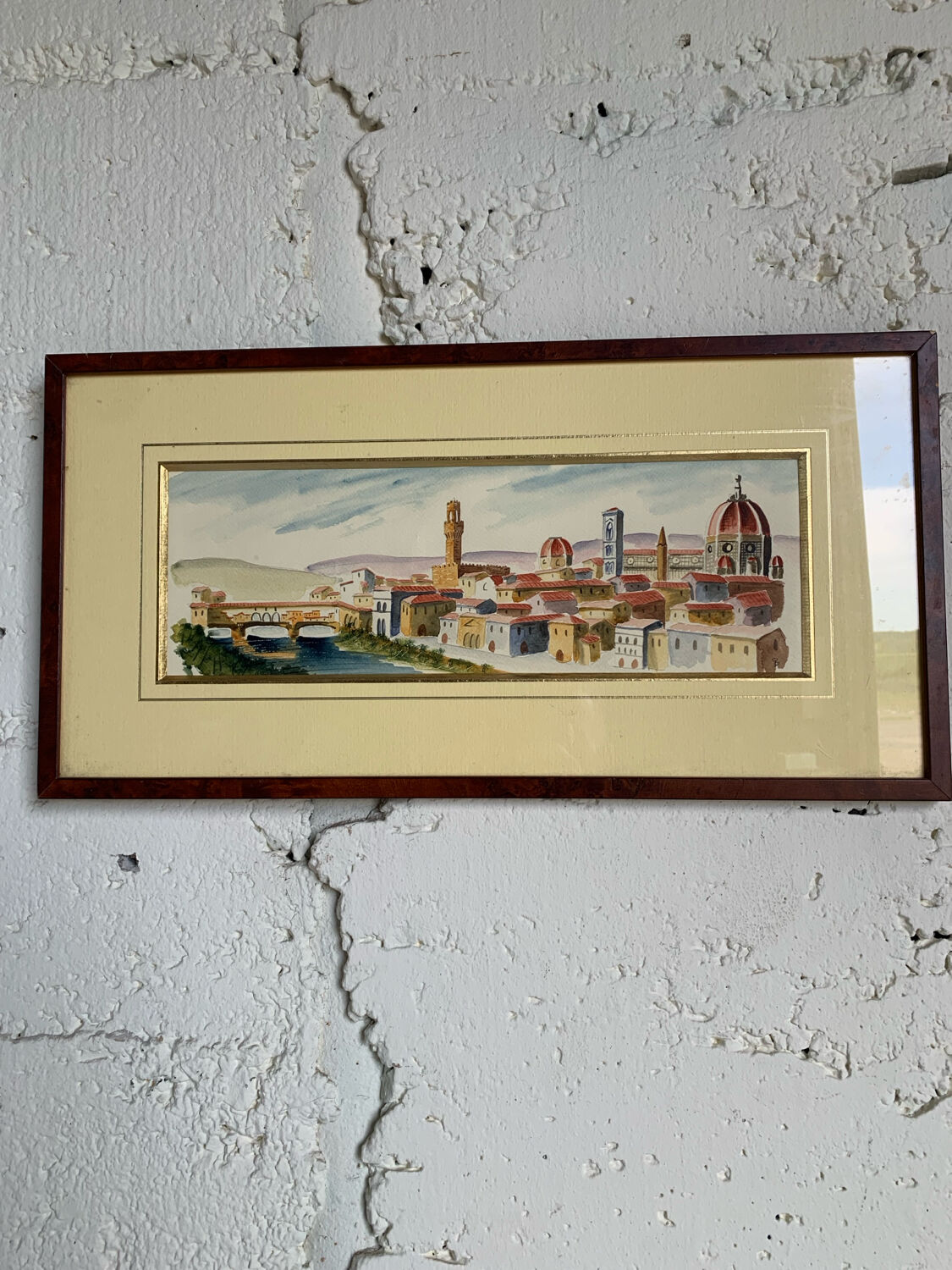 Watercolour panoramic view of Florence - framed