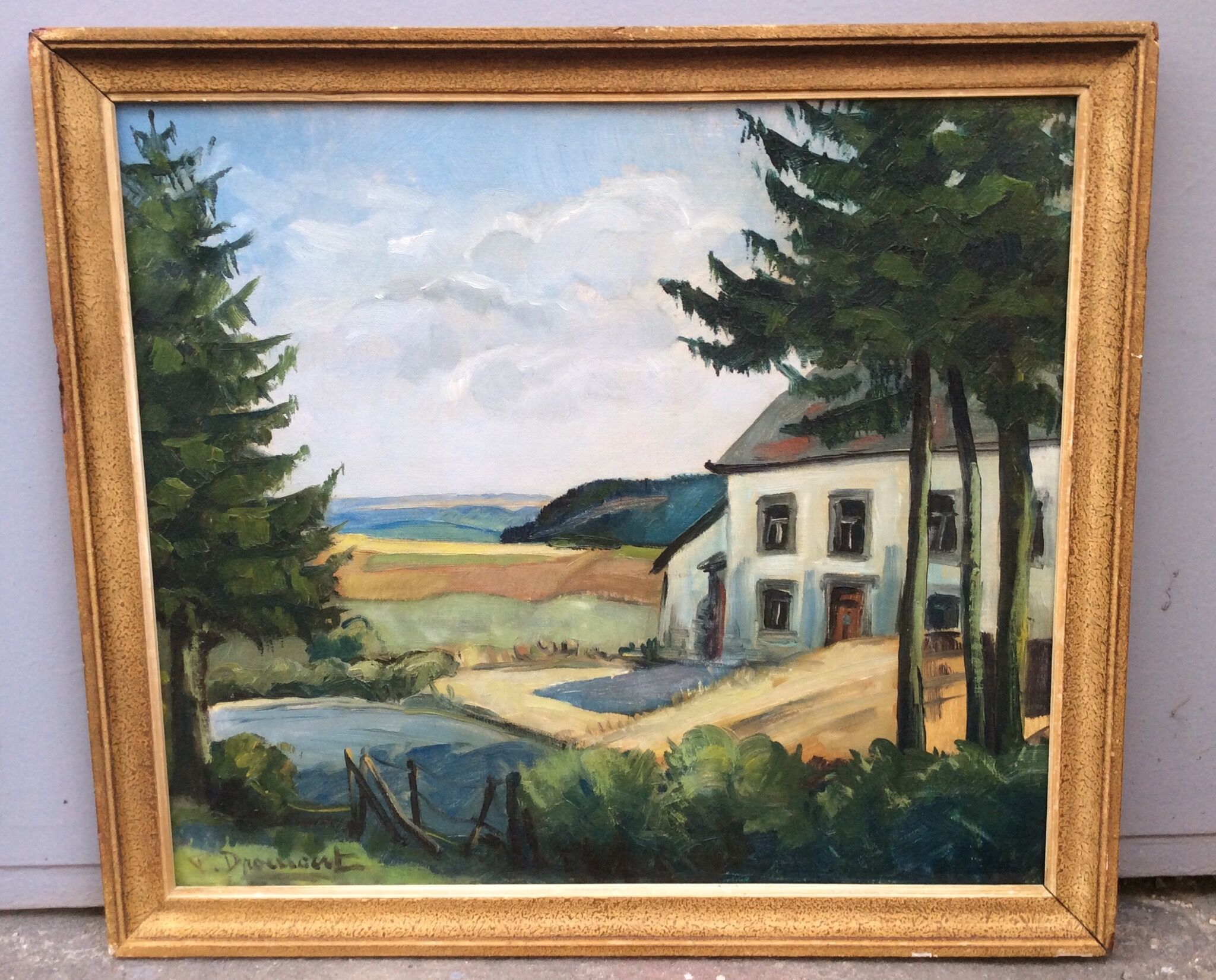 Signed landscape table