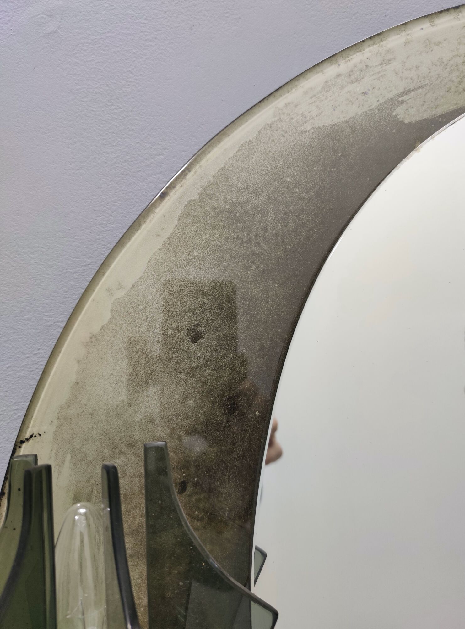 Miroir mural artistique illuminé par Metalvetro Galvorame avec appliques 1972 70x70cm