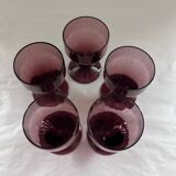 Set of 5 aubergine glasses