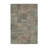 Handmade oriental contemporary 206 cm x 303 cm grey patchwork carpet