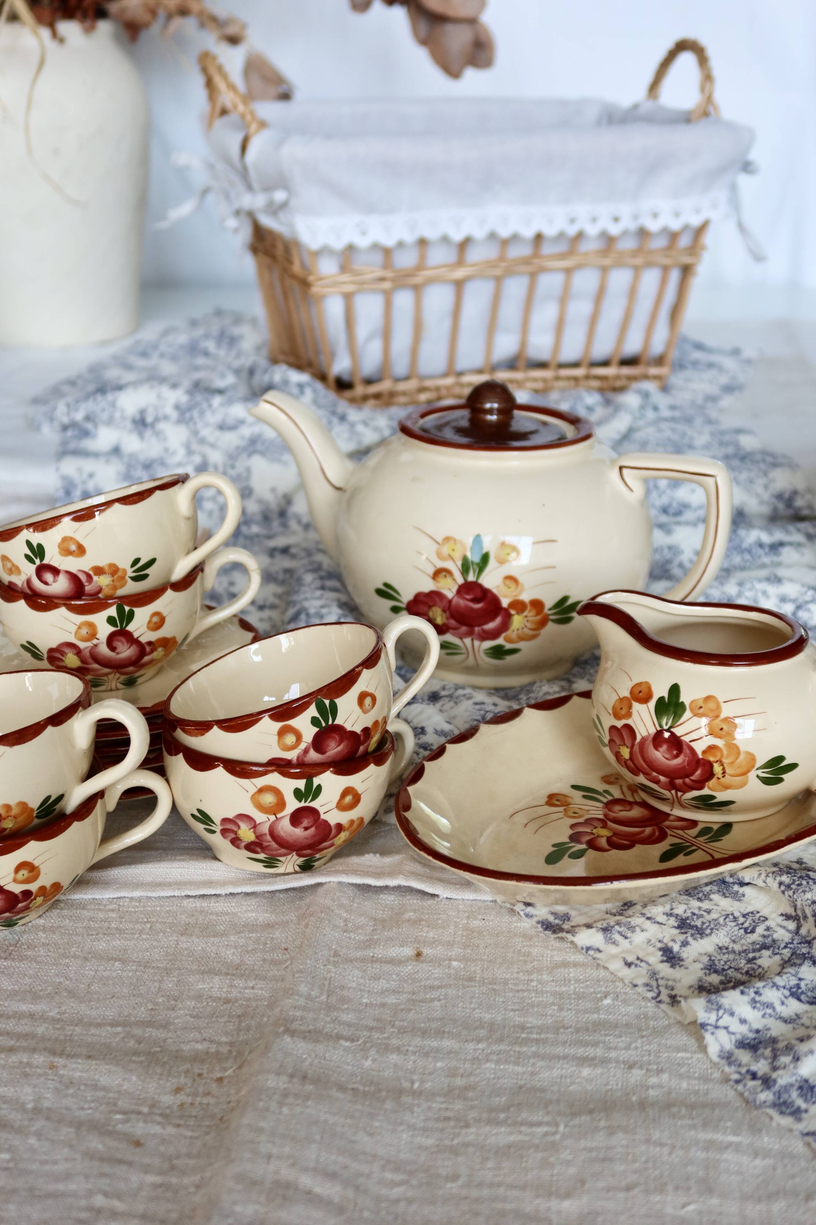 Vintage Longchamp earthenware tea set - Agen model - 5 pieces