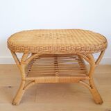 Table basse en rotin vintage