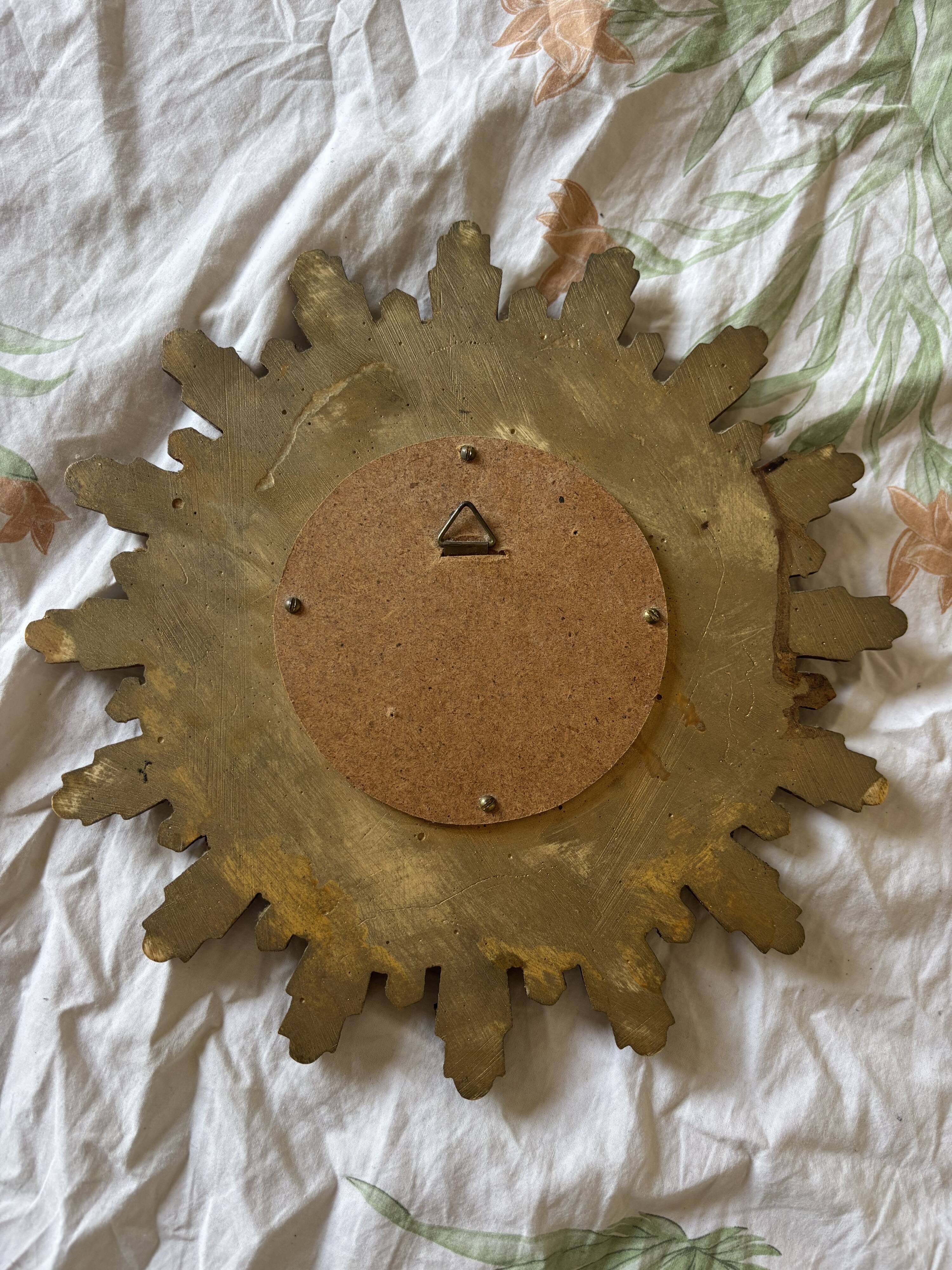 Vintage 1960 sun mirror witch's eye fine gold resin - 26 cm