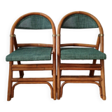 Pair of folding rattan bistro chairs