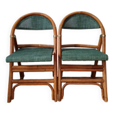 Pair of folding rattan bistro chairs