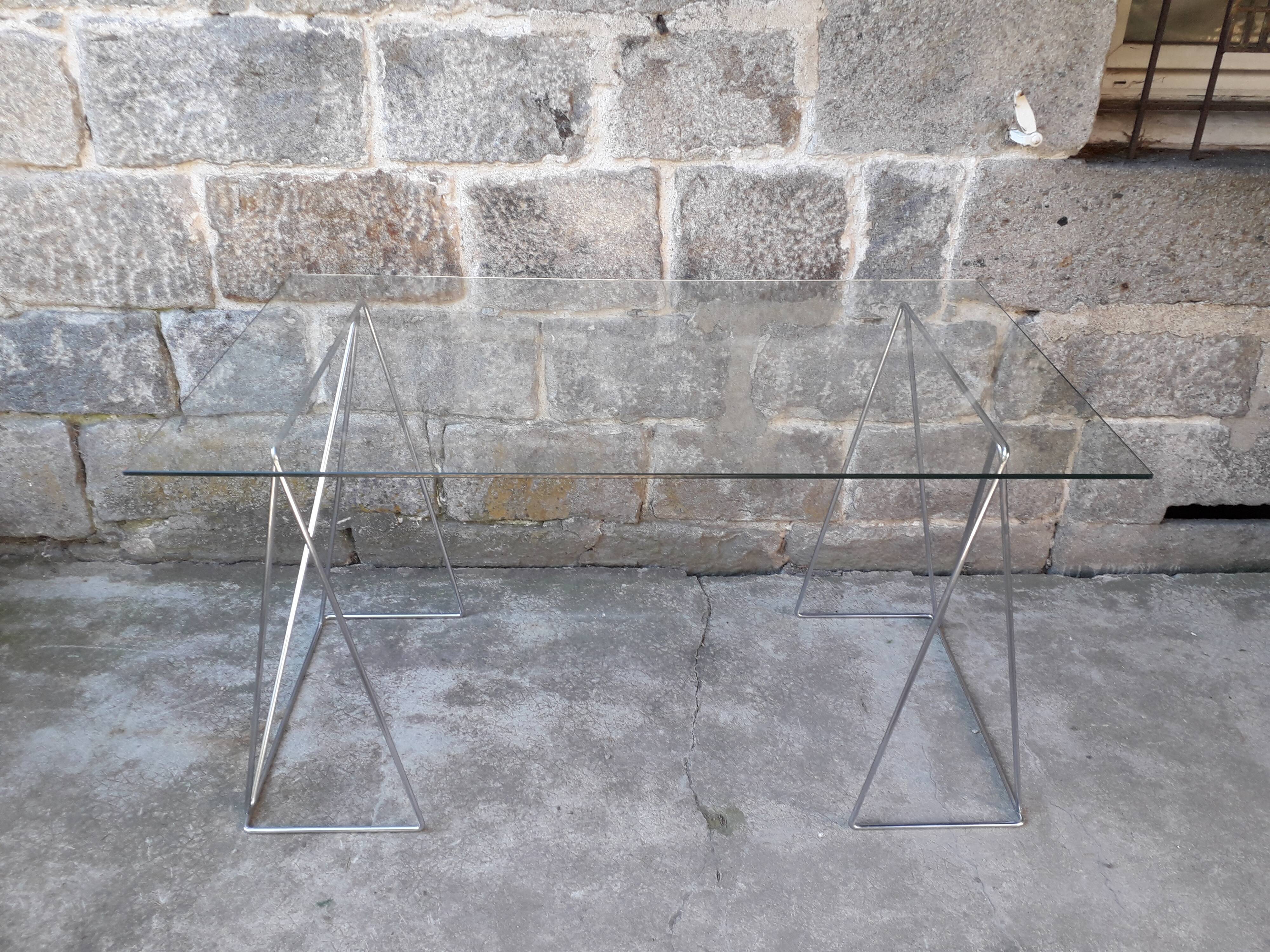 Bureau vintage plateau verre 130 cm