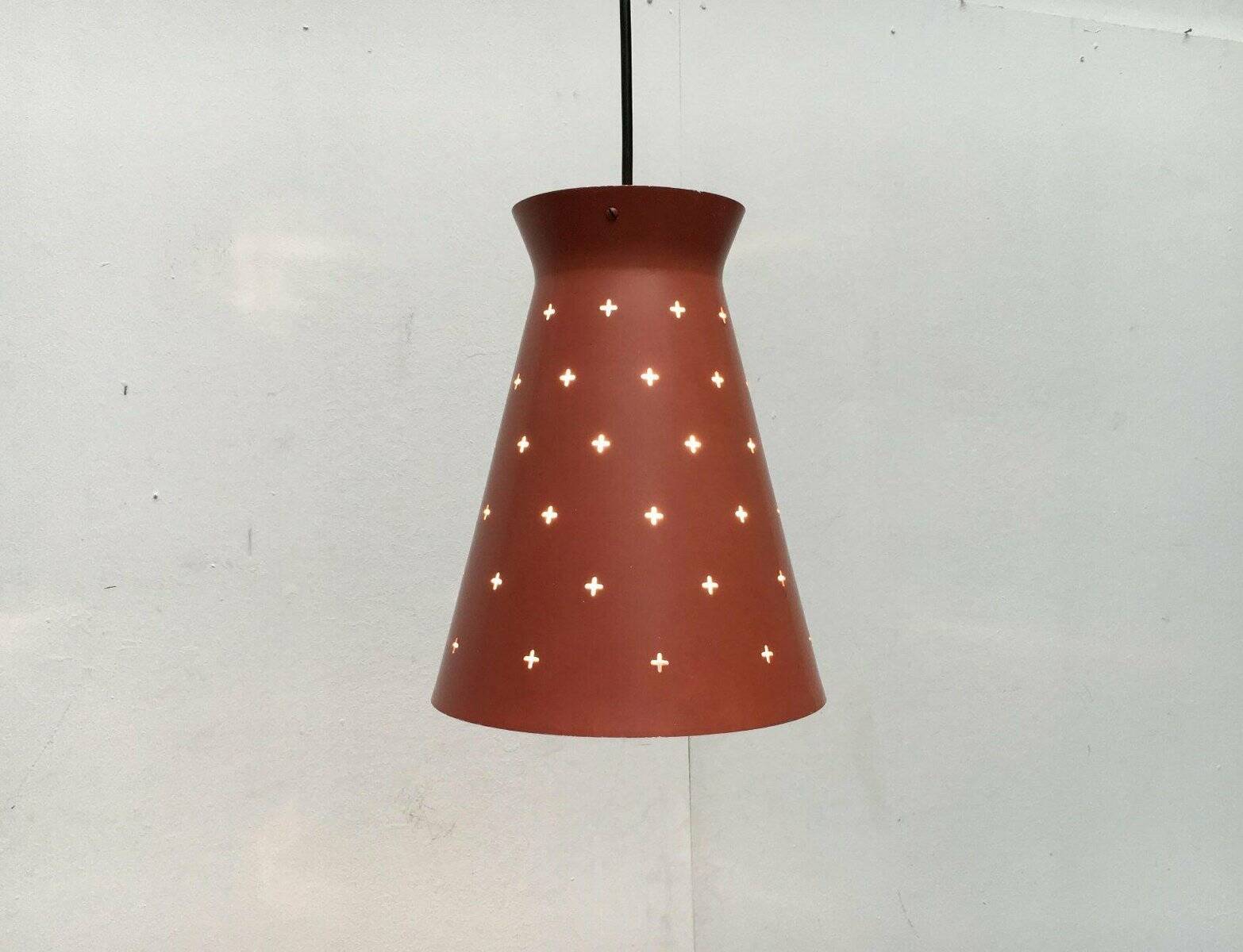 Mid-century perforated metal pendant lamp, 1960s, set of 3