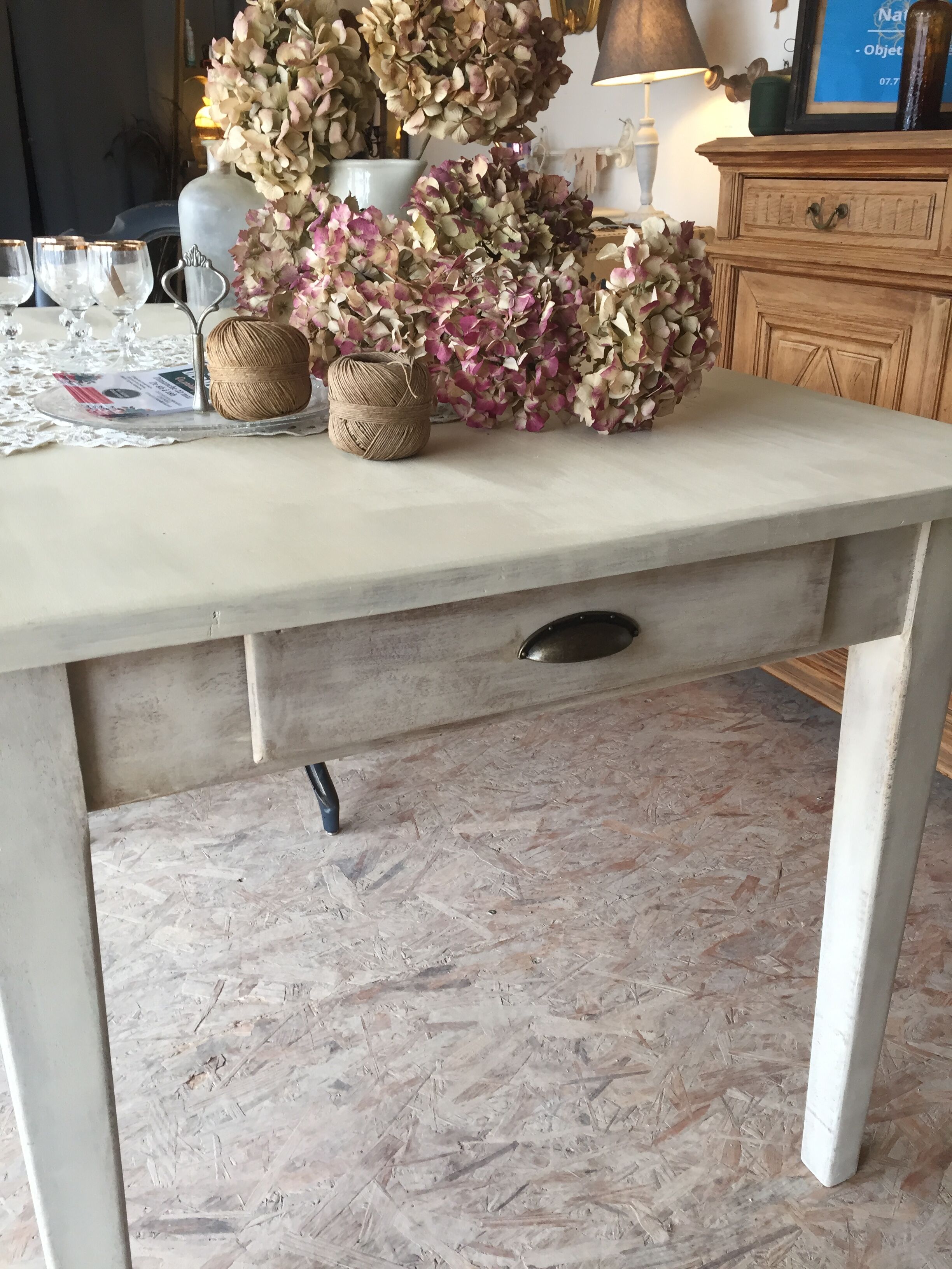 patinated farmhouse table