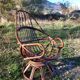 Fauteuil vintage pivotant en bambou et rotin
