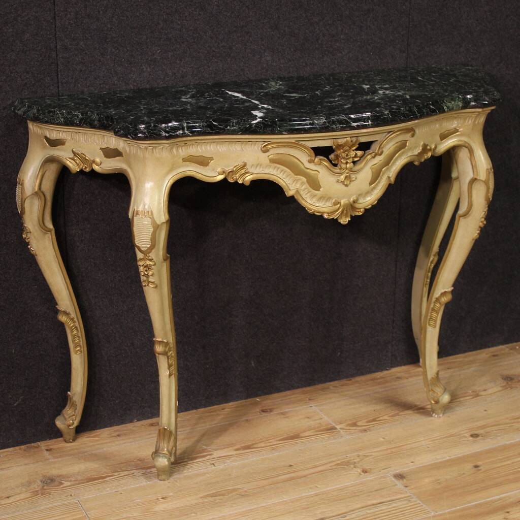 Console italienne laquée et dorée, 20e siècle