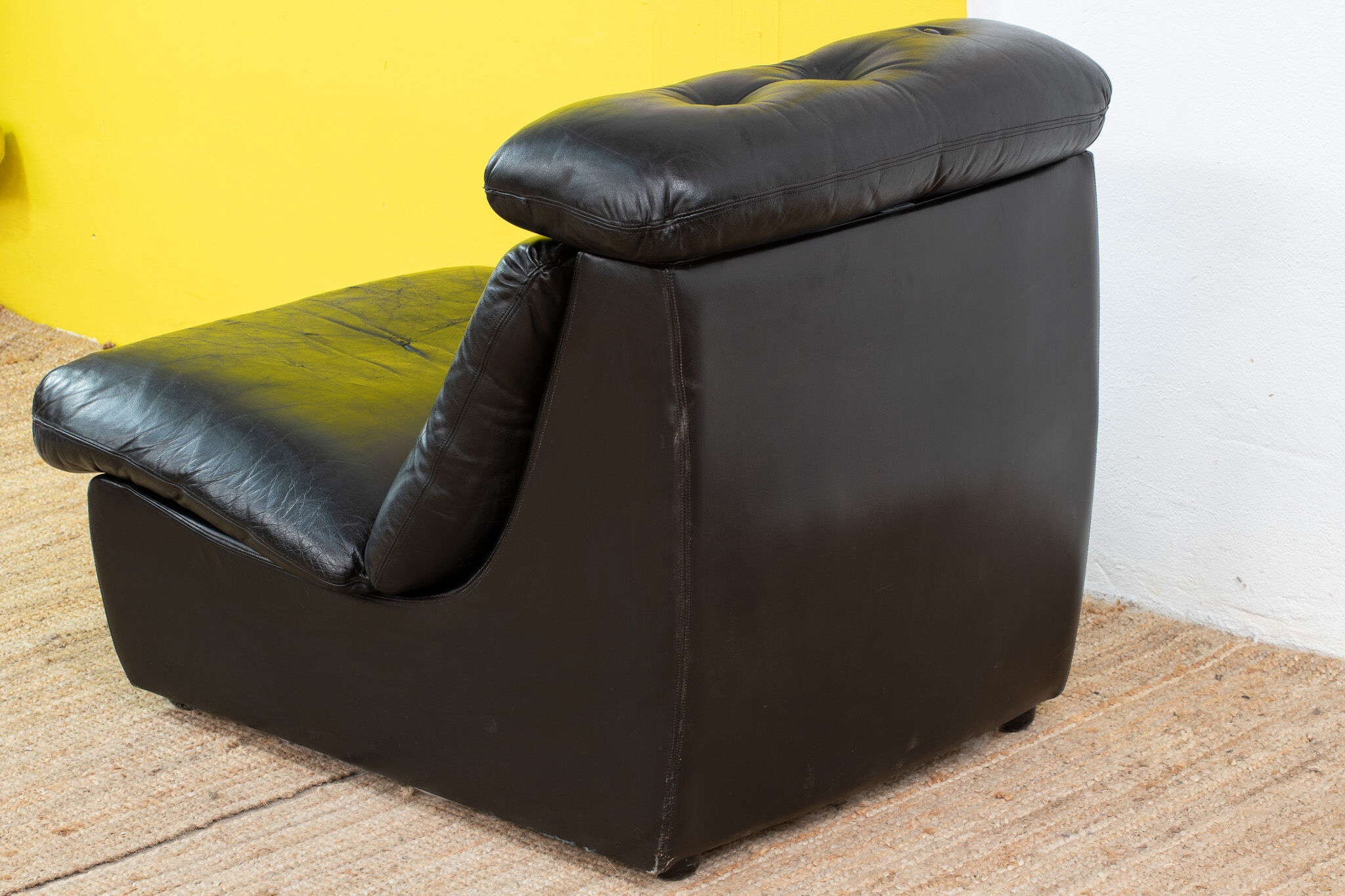Vintage Scandinavian leather fireside chair – 75 cm