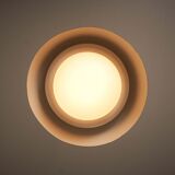 Pendant lamp by B+L Leuchten, orange dome shade and opal glass diffuser