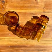 4 vintage Pernod amber glasses