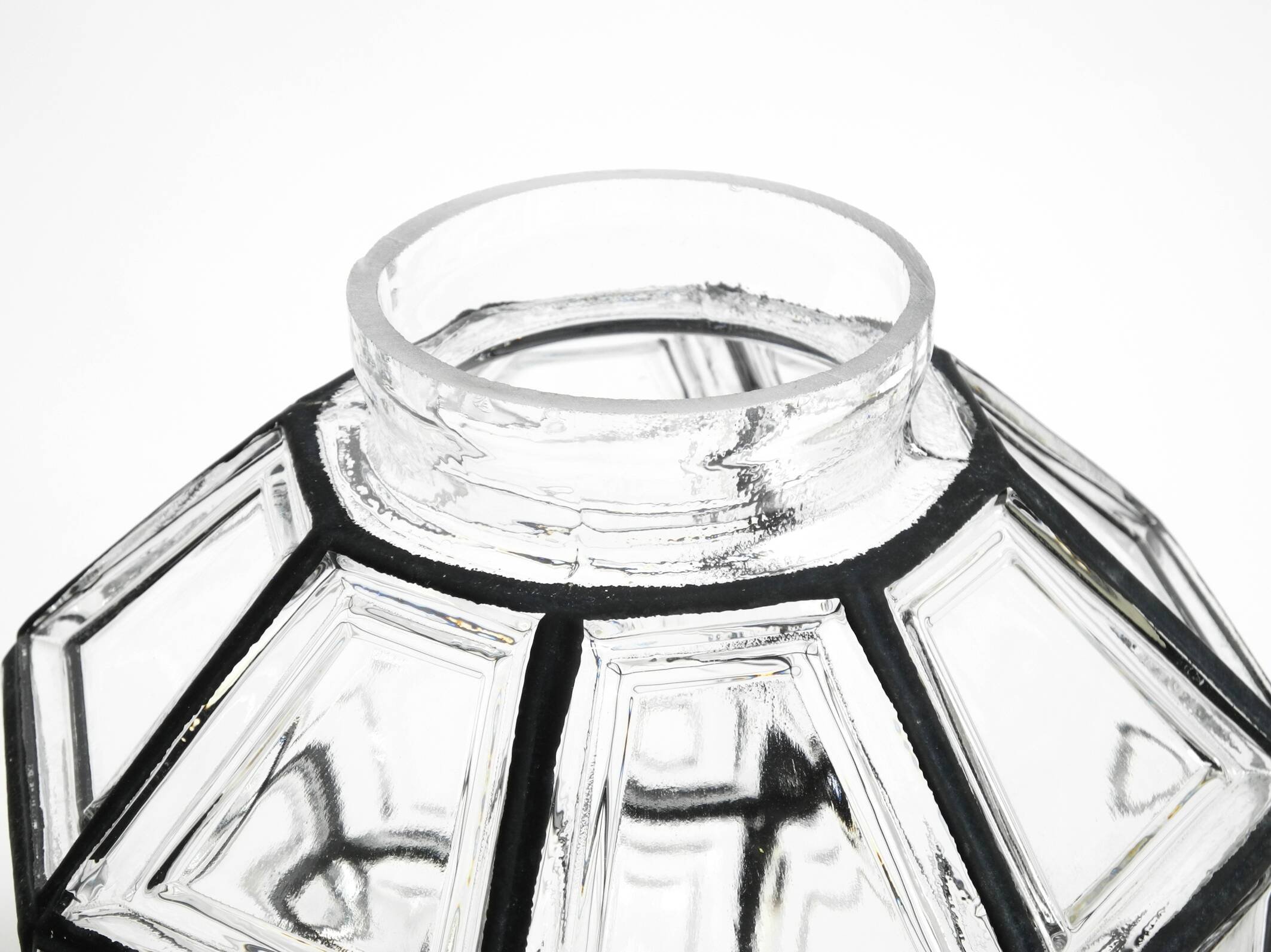 Beautiful 1970s Limburg glass ceiling lamp in octagon shape