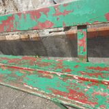 Ancien banc d' école patine vert rouge