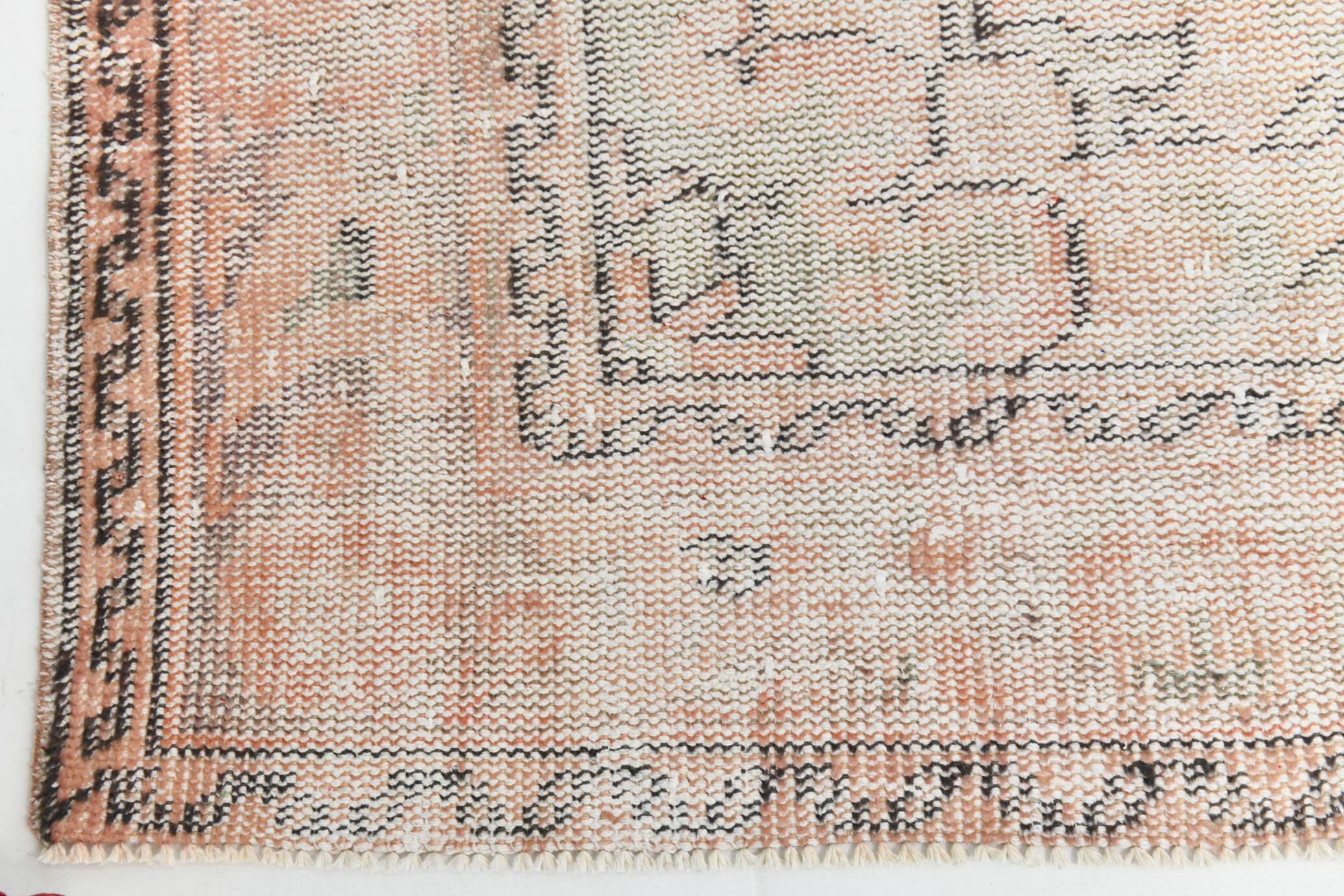 Blush Pink Muted Turkish Vintage Handmade Wool Carpet Rug, 191x316 Cm
