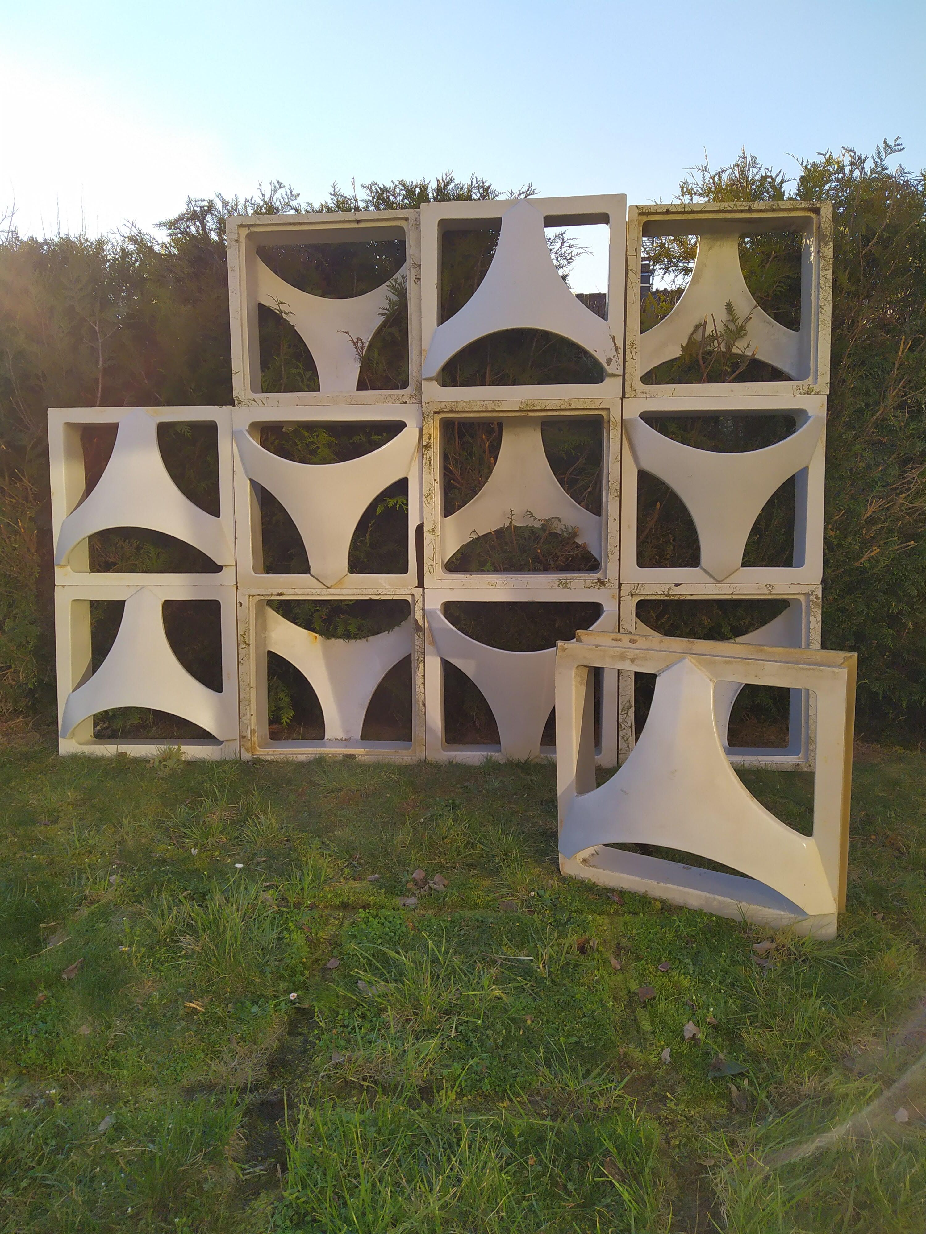 9 ceramic earthenware elements, space age architecture