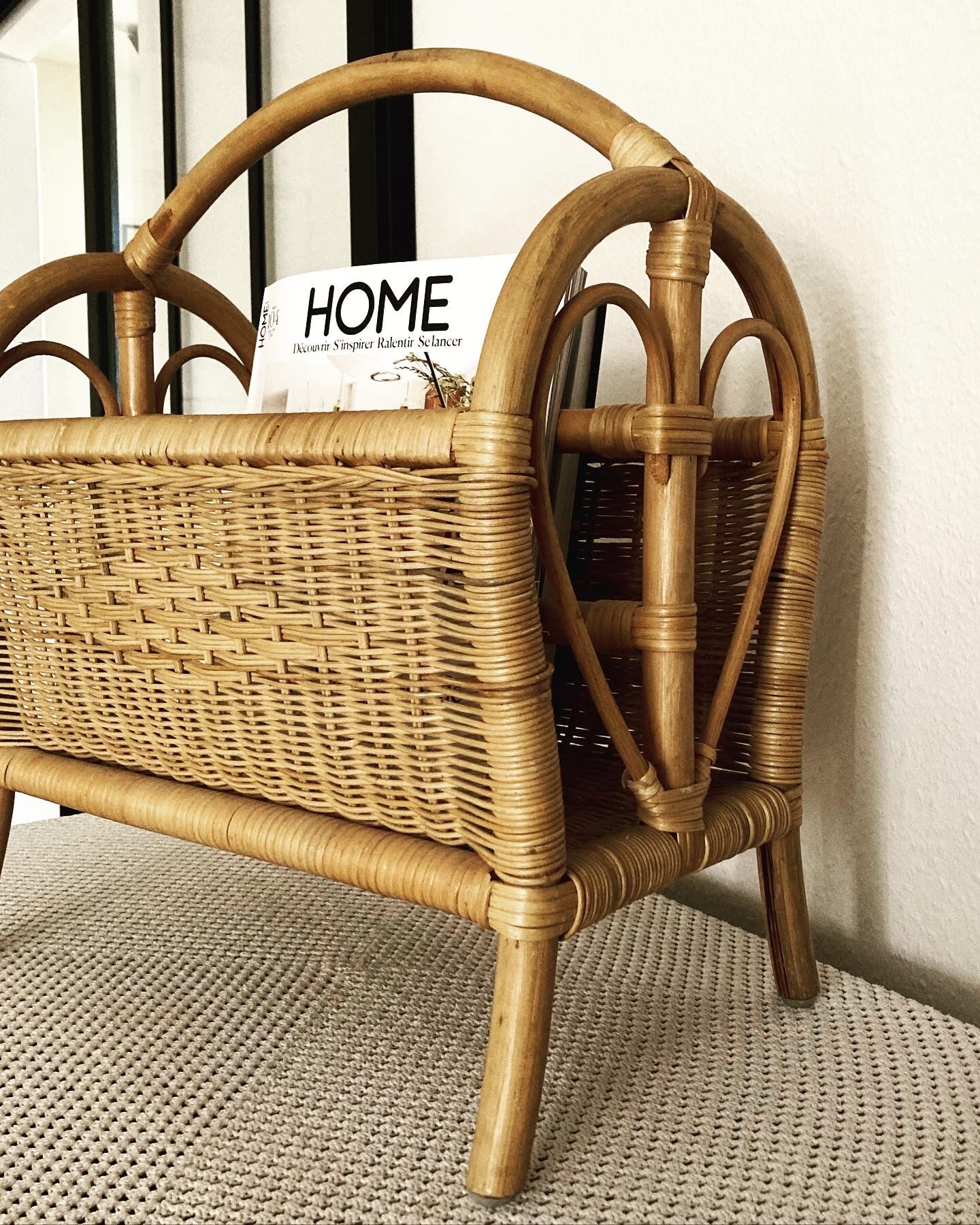Vintage rattan magazine holder