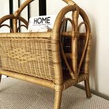 Vintage rattan magazine holder