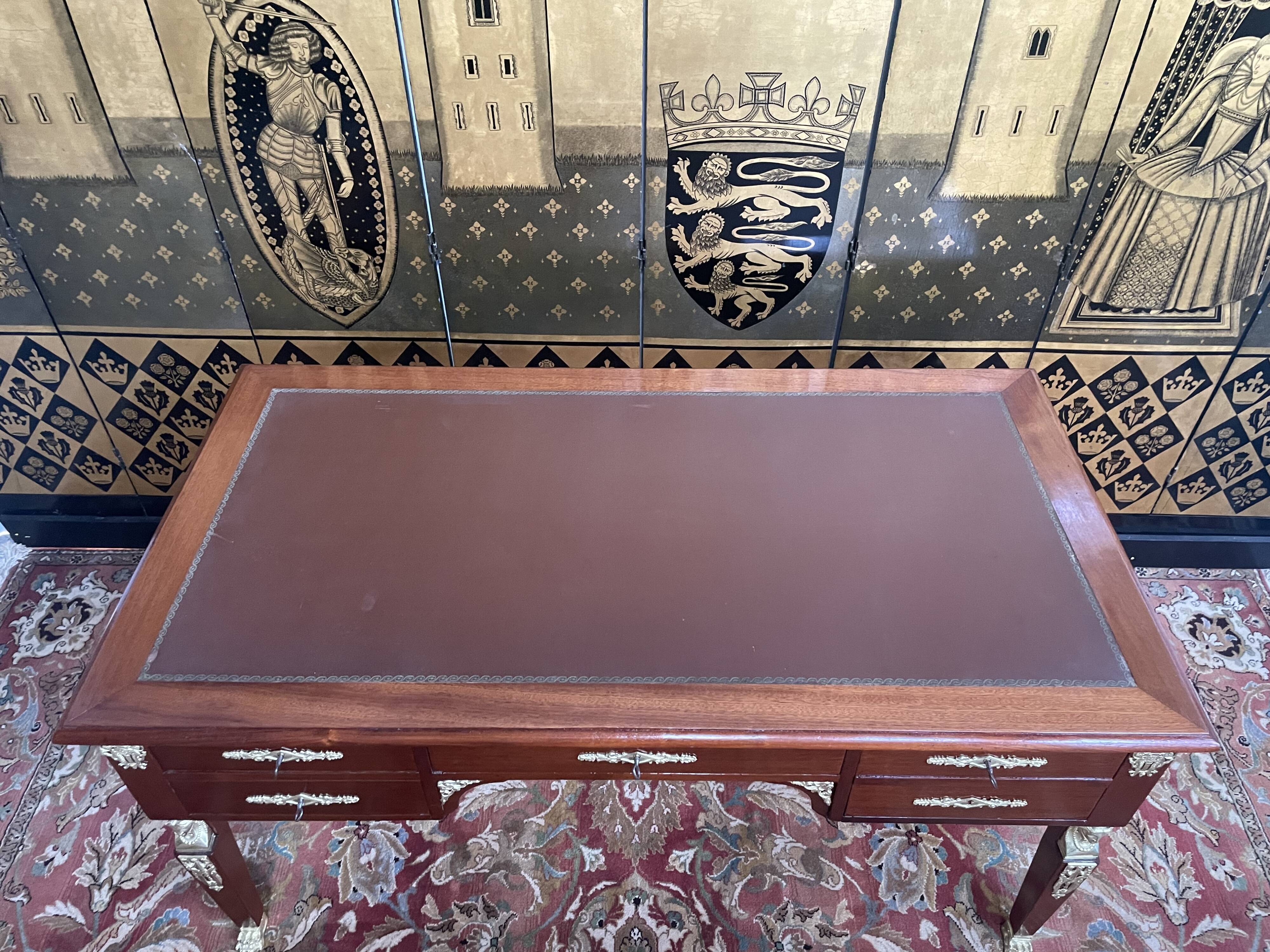 Empire style flat desk in mahogany